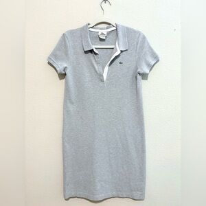 Lacoste Polo Dress Women’s Medium Grey Slim Fit Stretch Mini Piqué Cotton